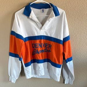 VTG LOGO 7 White and Orange Denver Broncos Sweatshirt
